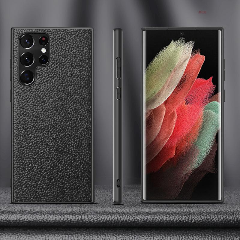 Подходит для чехла для мобильного телефона Samsung S25ultra Galaxy S24plus с полной защитой от падения S23 с узором личи 22 кожаный чехол