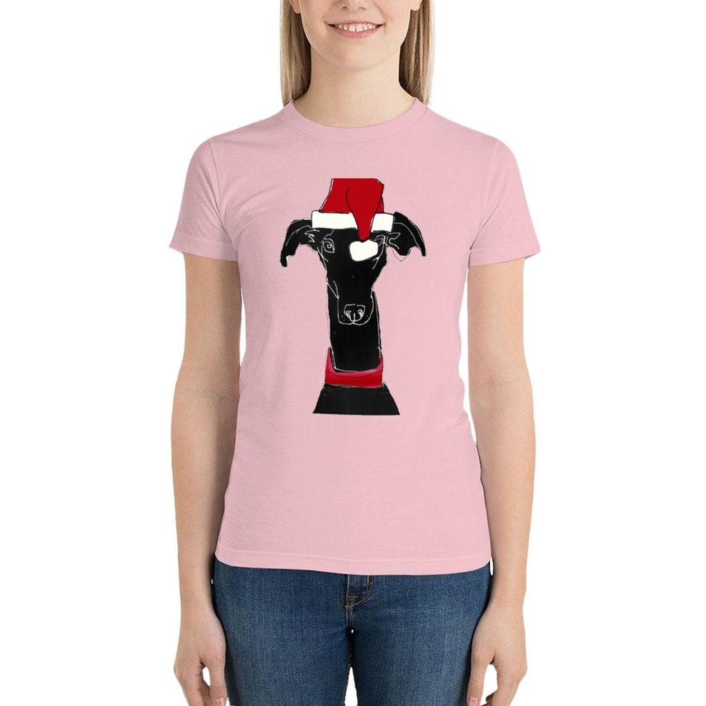Greyhound Xmas Футболка Летняя одежда Рубашки Графические футболки Футболка с коротким рукавом Футболка Платье Женская