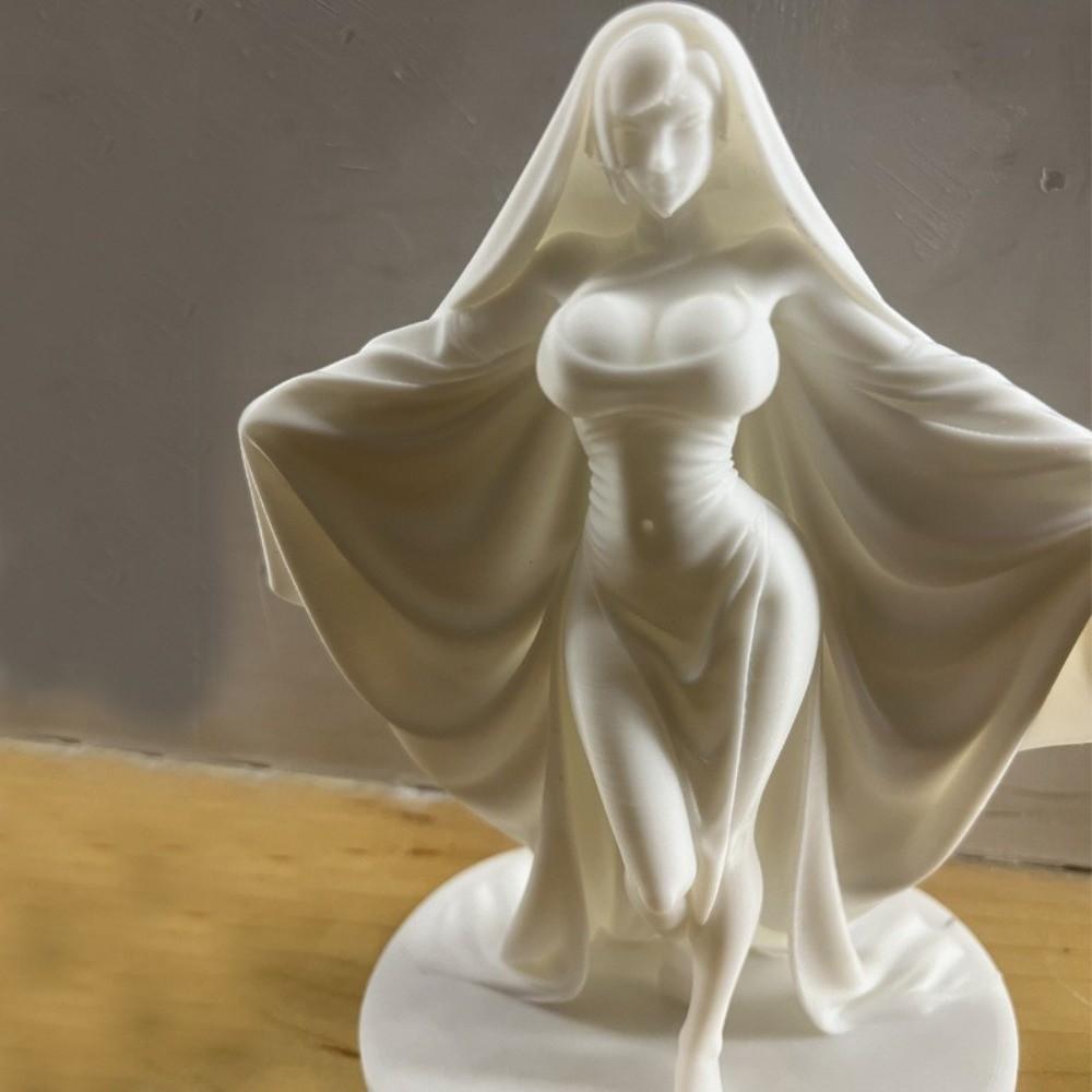 Decorations Desktop Ornaments 3D Printed Cloak Woman Statue Unique Deity Sculpture Halloween Decor