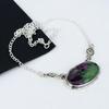Natural Ruby Zoisite Gemstone Handmade 925 Sterling Silver Electroform Necklace, Ruby Zoisite Silver For Wife Unisex Pendant Easter Gifts