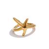 Yhpup Size 7 Ocean Style Stainless Steel Starfish Gold Silver Color PVD Ring Fashion Charm for Women Vacation Daily Wear 2025