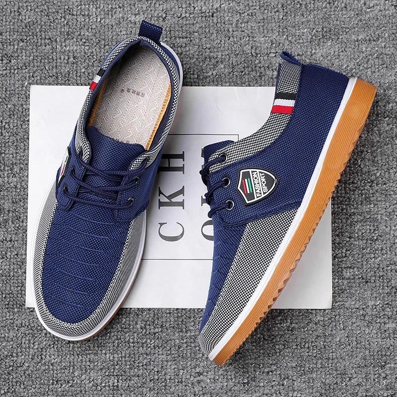 Men's Vulcanized Shoes Soft Sole Driving Shoes Trendy Lace-up Work Flat Shoe Designer Mens Plus Size Canvas Shoe Zapatos Hombres