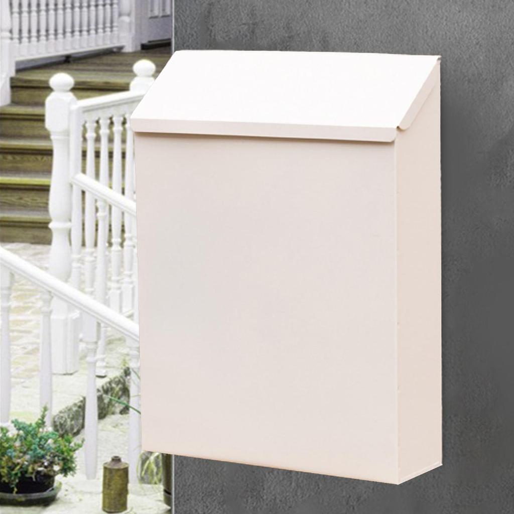 Wall Mounted Mailbox with Key Letterbox Modern Drop Box with Lock Newspaper Holder Box for Gate Front Door Outdoor Porch Decor