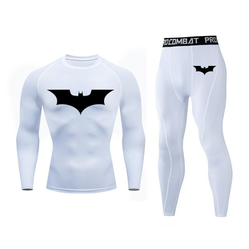Men Women Quick Dry Athletic Compression Set Long Sleeve Top Capri Pants Running Gym Workout Sportswear
