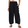 Women Plus Size Wide Leg Linen Pants Middle Waist Summer Baggy Pants