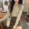 Polo Collar Style Base Shirt Women's Spring Slim Fit Design Sweater Cardigan Knitted Sweater Top