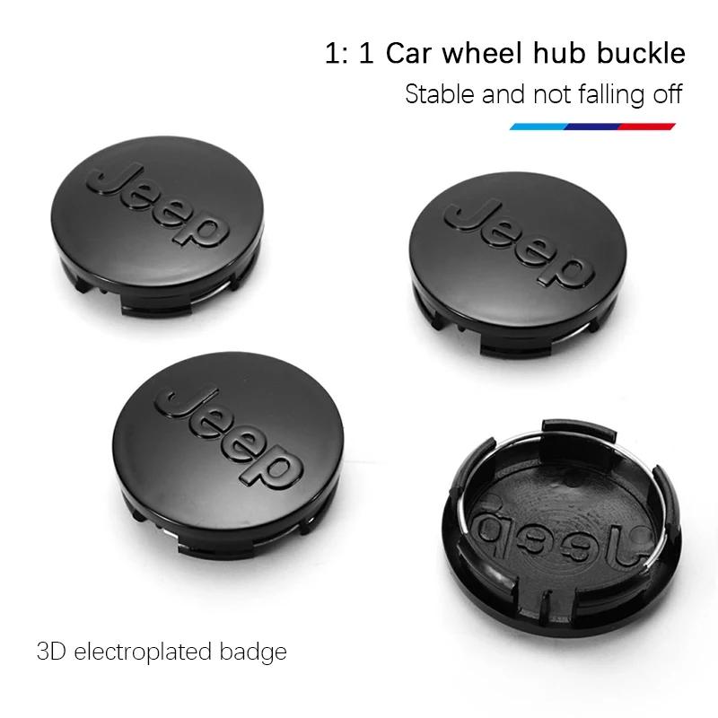 For Jeep For Jeep Renegade Compass Grand Cherokee Wrangler jk Gladiator 4pcs ABS Electroplating Car Wheel Hub Center Cover  A