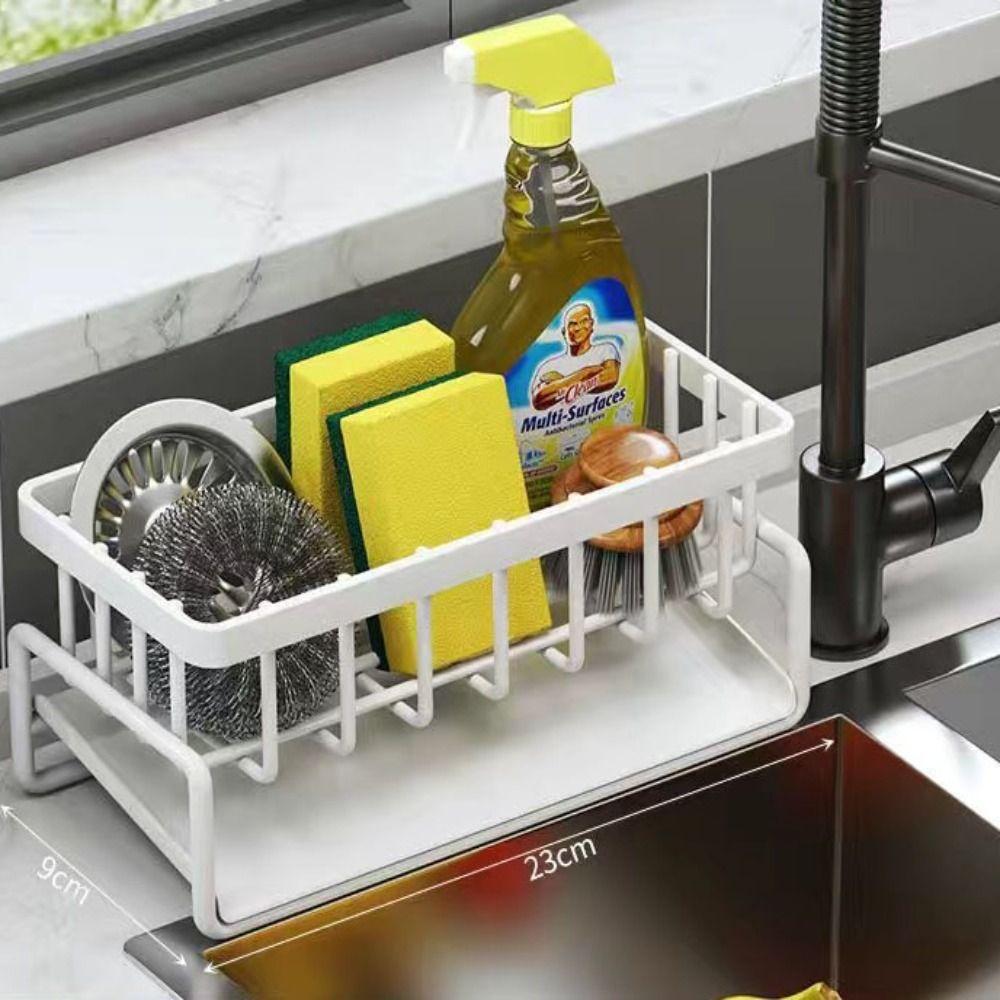 Adjustable Self-draining Sink Shelf Stainless Steel Drain Rack Sink Organizer Auto Drain Tray Soap