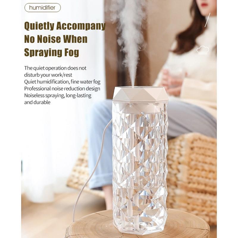 Настольный хрустальный увлажнитель на 1000 мл со светодиодной подсветкой. Зарядка через USB. Бесшумный генератор тумана. Автомобильные диффузоры большой емкости. Освежитель воздуха. Распылитель с ночниками.