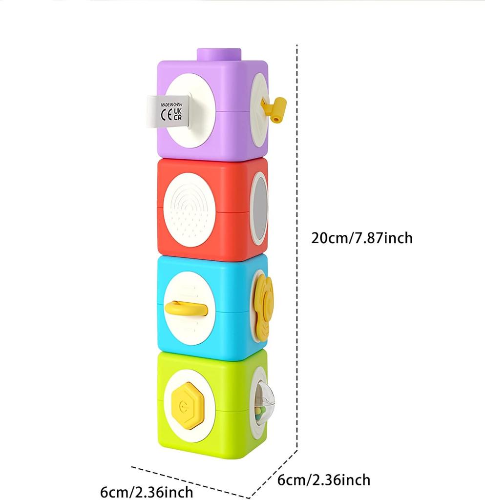 Активные кубы и набор строительных блоков для stacking, 4 шт., Монтессори-игрушки, Обучающие игры, Сенсорные игрушки для путешествий для малышей, Подарки