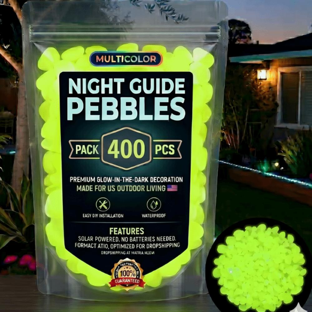 400Pcs Resin Glow in The Dark Garden Stones Waterproof Night Guide Pebbles Garden
