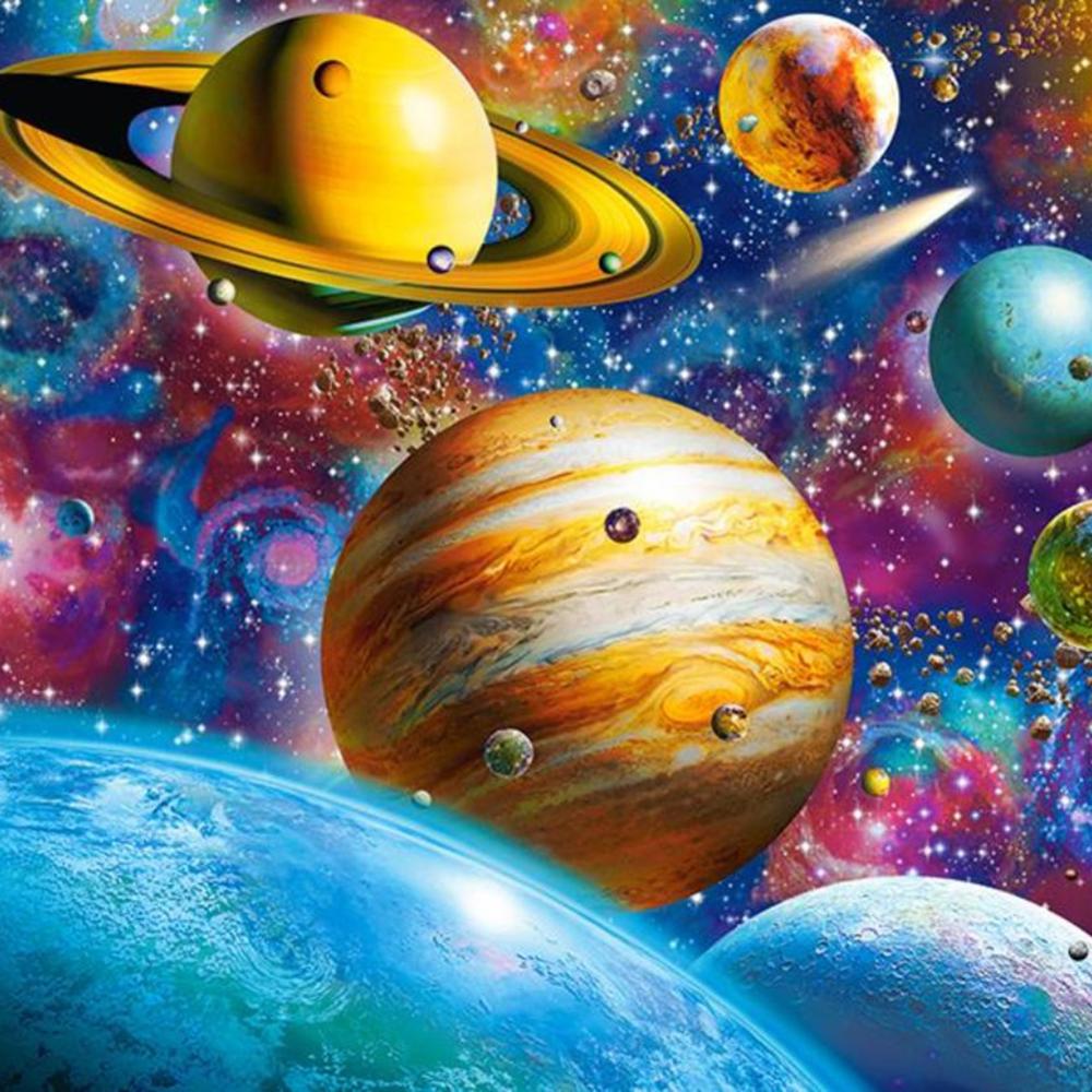 5D Diamond Painting Universe Planet Full Circle Diamond Embroidery Starry Sky Landscape Cross Stitch Kit New Year Gift Home Deco