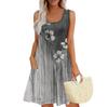 Women's Summer Casual Square Neck Floral Print Dress Sleeveless Dress With Pockets
