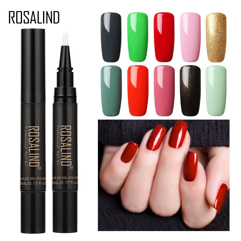 ROSALIND 5ML Stylish Nail Gel Pen Semi Permanent Varnishes Pen For Nail Art Design Base Top Coat Need LED/UV Lamp Cure