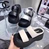 New Summer Women Chunky Slippers Flip-Flops Ladies Wedge Heels Shoes Woman High Platform Beach Slipper Outside Black Sandals