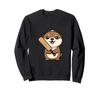 Cute Otter Holding a Cricket Bat Cap, Cartoon Mascot, Kids' Sweatshirt for Sports Fans
