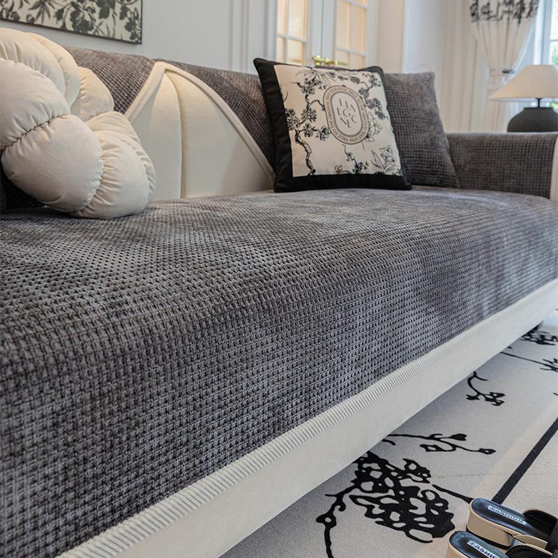 Кожаный диван, специальная подушка для дивана, универсальная нескользящая подушка на четыре сезона, простой современный однотонный чехол для дивана в скандинавском стиле, тканевый чехол