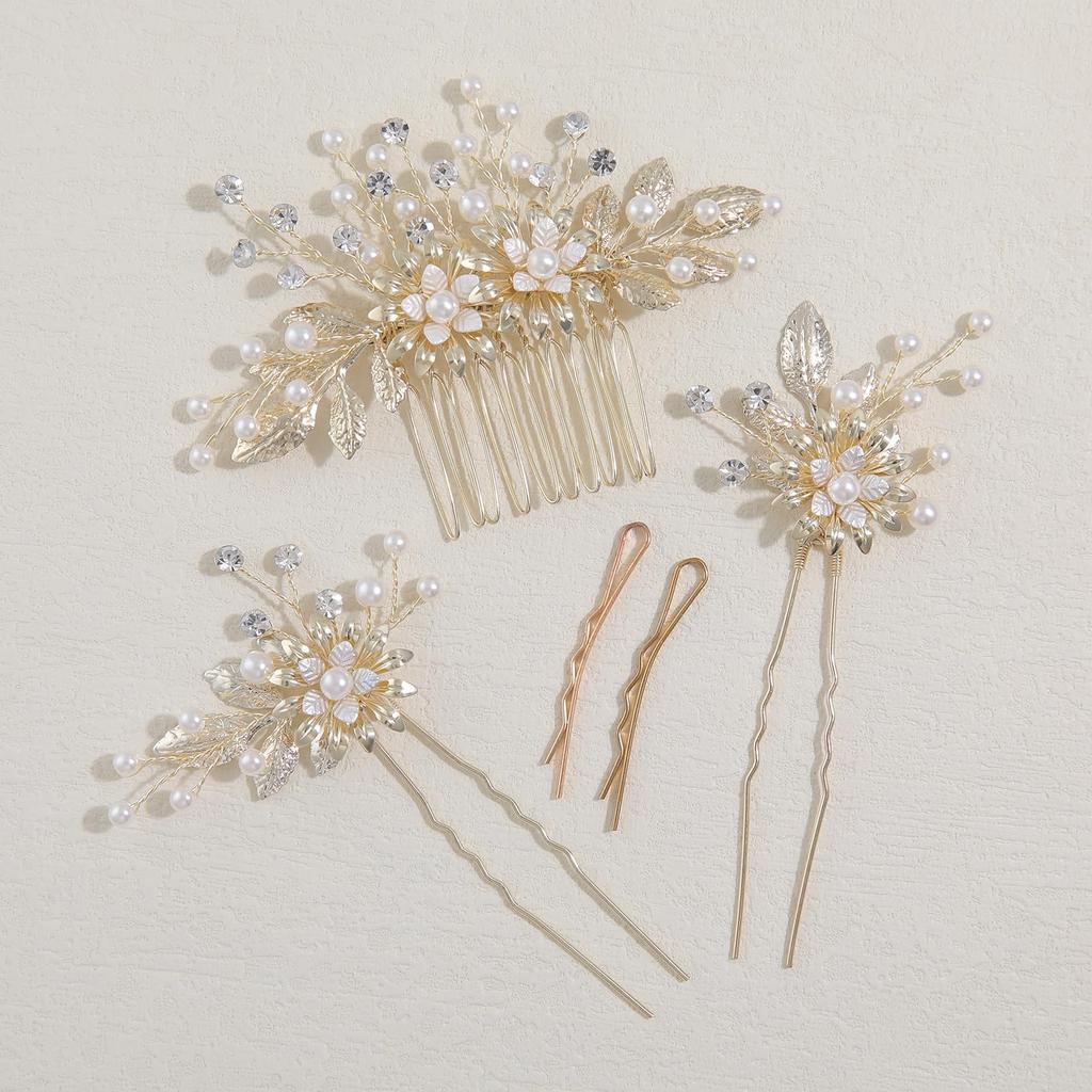 Famihot Hair Headpiece with Flower Pearl and Hairpin Set of Delicate Hair Accessories for and Traditional Japanese Clothing Ornament, Motif, Comb, 3,