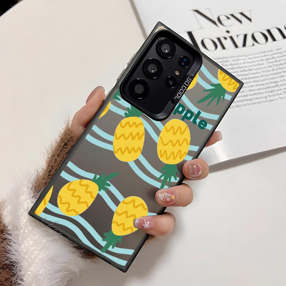 Ins Fruit Fashion Phone Case For Samsung Galaxy S25 Edge S24 S23 S22 S21 S20 Ultra Funda Silicone Silver Cover