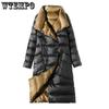 Double Sided Long Down Jacket Spring Autumn Turtleneck White Duck Down Warm Parkas Black Gold  Gray Light Blue Green White S-5XL