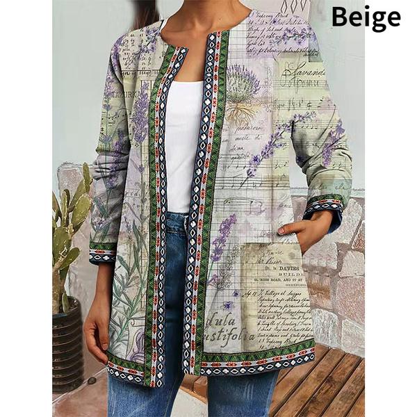 Женская мода, винтажный этнический стиль, цветочный принт, большие размеры, куртки из тесьмы с лентами, кардиган с этническим узором, верхняя одежда