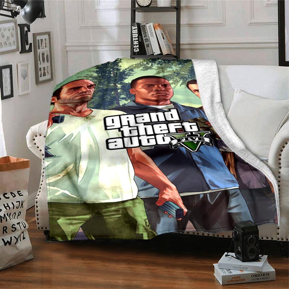 Gta Blanket Soft & Cozy Perfect for Bed Bedding Office Chair Four Seasons Universal Stylish Decor Unique Gift for Family and Friends Camping