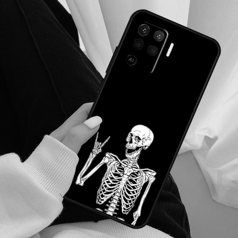 Rock and Roll Skull Case For Oppo A18 A38 A58 A78 A98 A80 A60 A40 A96 A76 A16 A94 A74 A54 A15 A17 A57 A77 A5 Pro