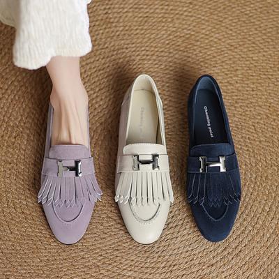 Новые однотонные лоферы на плоской подошве, удобные и мягкие одинарные туфли из коровьей кожи, женские туфли из натуральной кожи на низком каблуке, подошвы из коровьей кожи и большие-