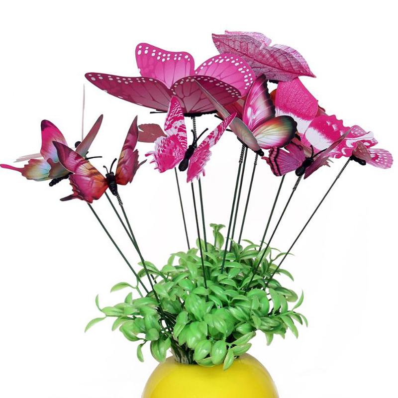 12шт бабочка металлические колья открытый двор лужайка плантатор садовый декор бабочки