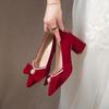 Wedding Shoes Bridal Shoes 2025 New Red High Heels Thick Heel Xiuhe Wedding Dress Two Wear Wedding Shoes Are Not Tired