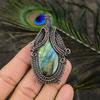 Labradorite Handmade Copper Wire Wrap Jewelry Pendant 2.68" Q0g50
