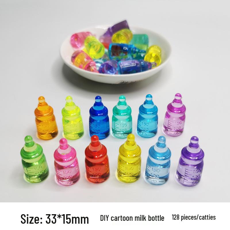 Colorful Mini Acrylic Milk Bottle Cartoon Ornaments - Cute Handmade DIY Decorative Accessories