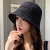 Fisherman's Hat Women Crochet Sun Hat  Summer Knitted Hollow Paper Straw Bucket Hat Outdoor Casual Panama Hat Femmal Shade Caps