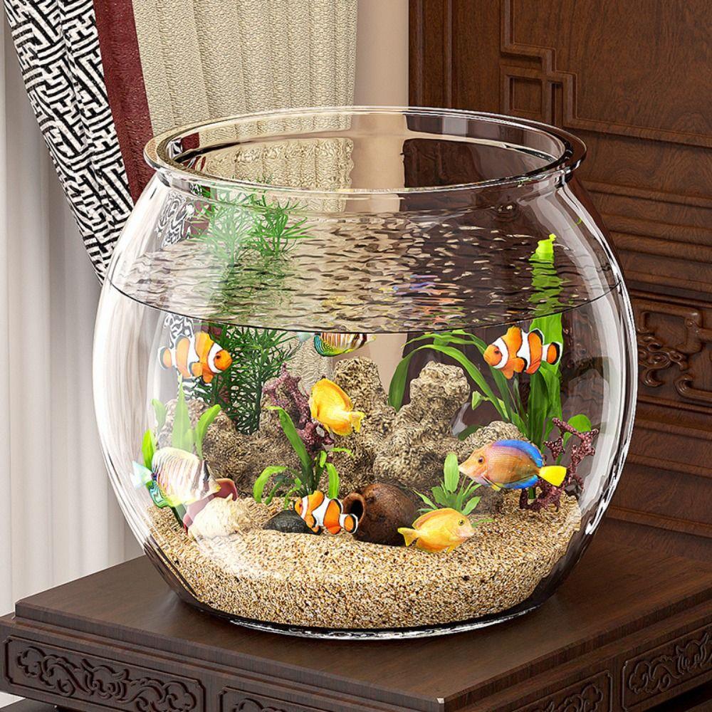 Plastic Desktop Fish Tank Ultra Clear Desktop Small Aquarium Round Fish Bowl Desktop Decoration