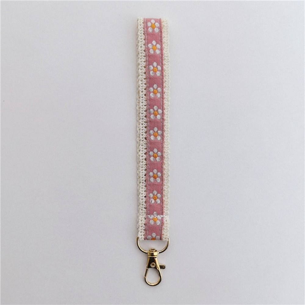 Colourful Lace Wrist Strap Anti-Lost Flower Keychain Sweet Bag Braided Rope Girls