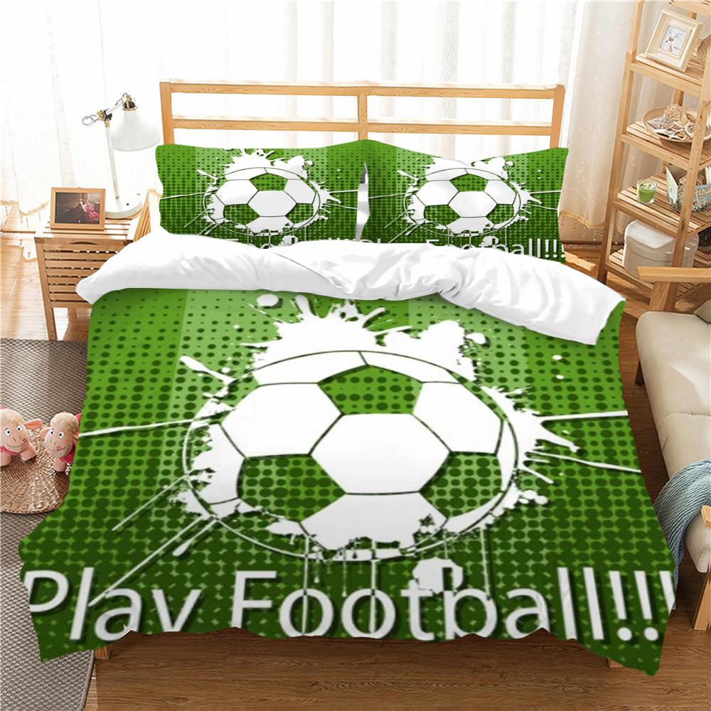 3D комплект постельного белья, пододеяльник, очаровательный футбольный принт, пододеяльник, наволочка из микрофибры, домашний текстиль