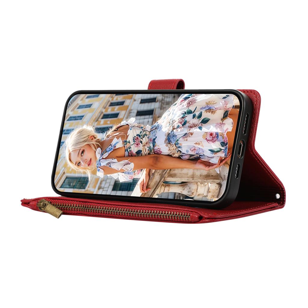 For Google Pixel 9/Pixel 9 Pro Case Multi Card Slots Zipper Leather Phone Cover with Wrist Strap