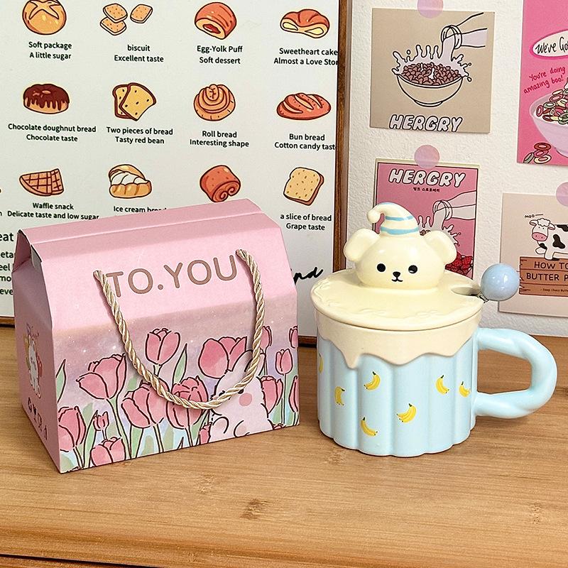 Забавная керамическая кружка для собаки, сувенирная кружка, бытовая кружка для воды с крышкой, кружка, подарок на день рождения, для девушки, кофейная кружка