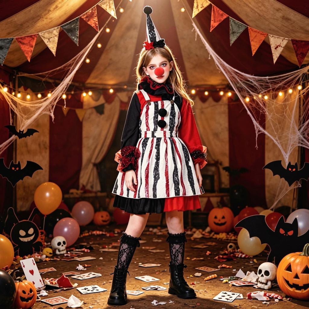 Harlequin Clown Costume for Girls Halloween Cosplay Outfit Kids Carnival Party Dress Up Set