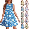 Летнее платье для девочек без рукавов с принтом в цвете, повседневное платье