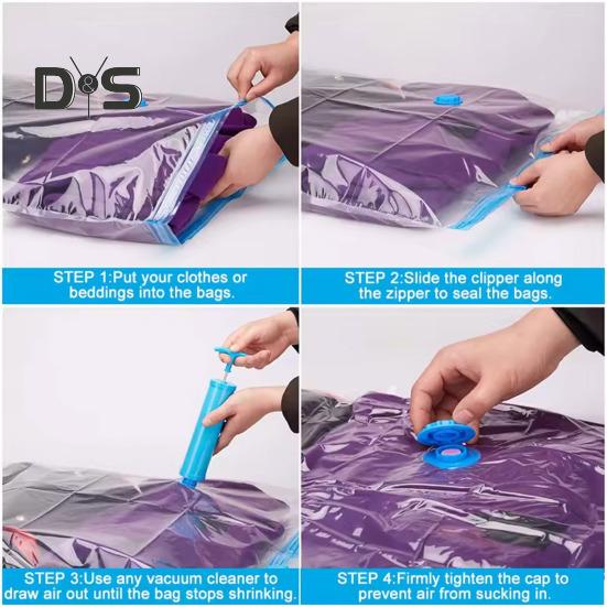 Прозрачный вакуумный мешок для хранения, влагонепроницаемый, многоразовый, складной, сжатый, утолщенный, вакуумный мешок, органайзер для одежды, одеял