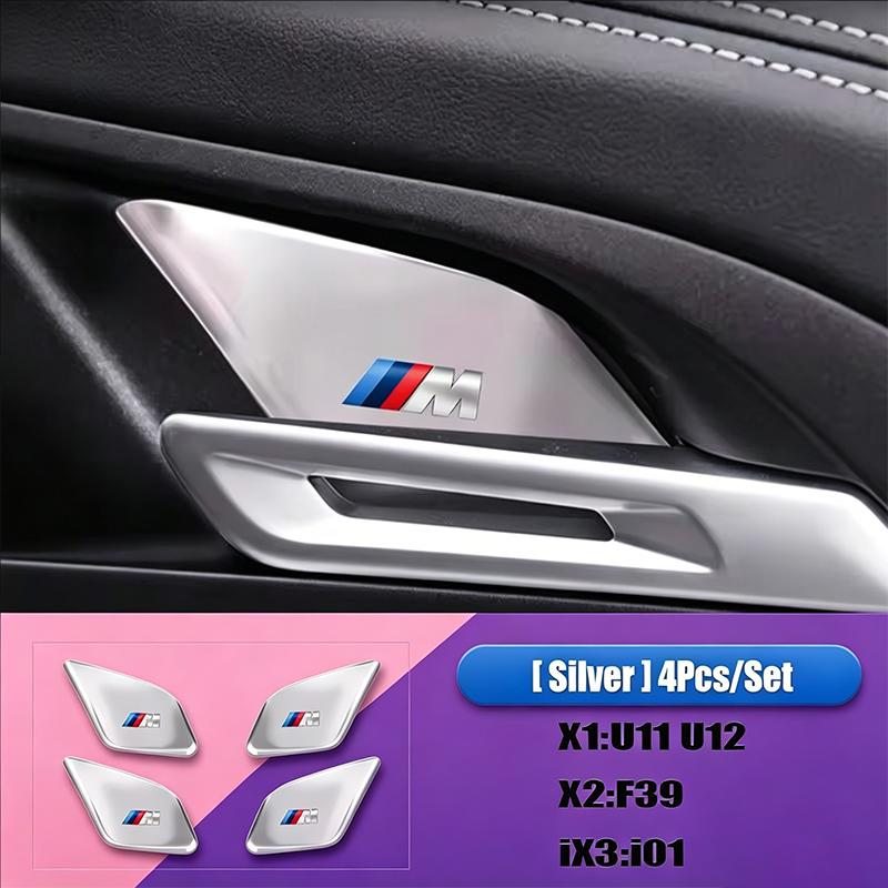4Pcs 3D Car Inner Door Bowl Guard Stainless Steel Protection Cover Stickers For BMW 3 5 series i3 i5 X3 X5 G05 G45 G60 2019-2025 TCFJN1