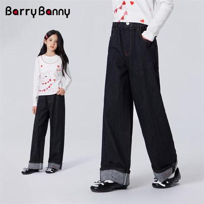 Джинсы для девочек BARRY BANNY, повседневные, широкие, из денима