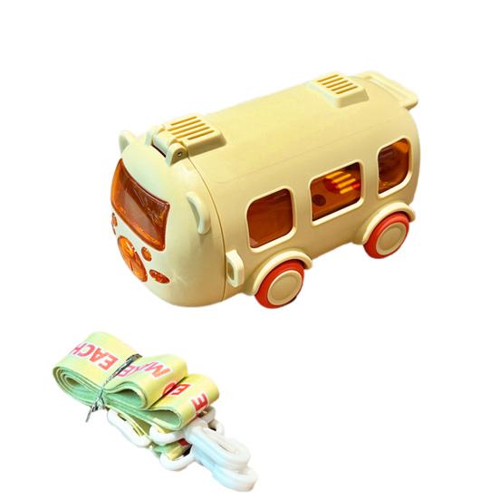 Бутылка для воды с изображением мультяшного автобуса и трубочкой 500 мл с герметичной крышкой, новинка для детей