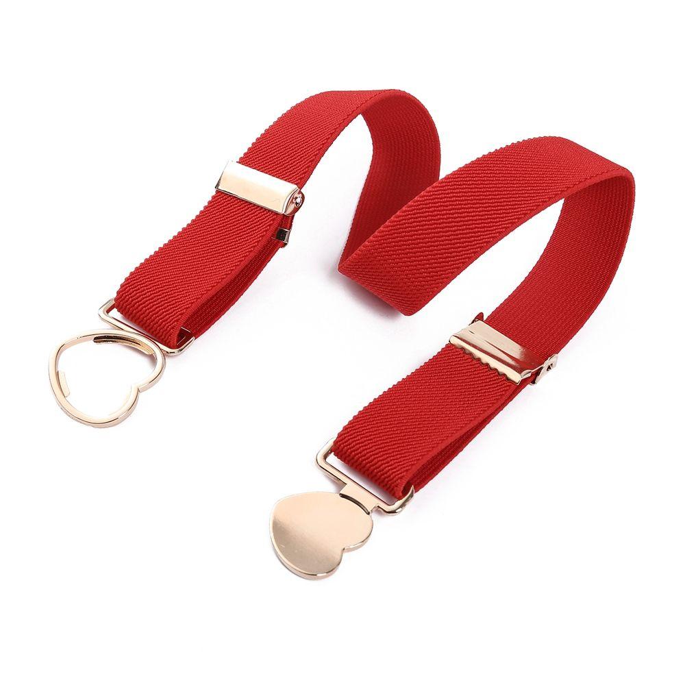 Canvas Girl Solid Color Waist Belt Punch-free Waistband Children Stretch Belts Heart Shape Buckle