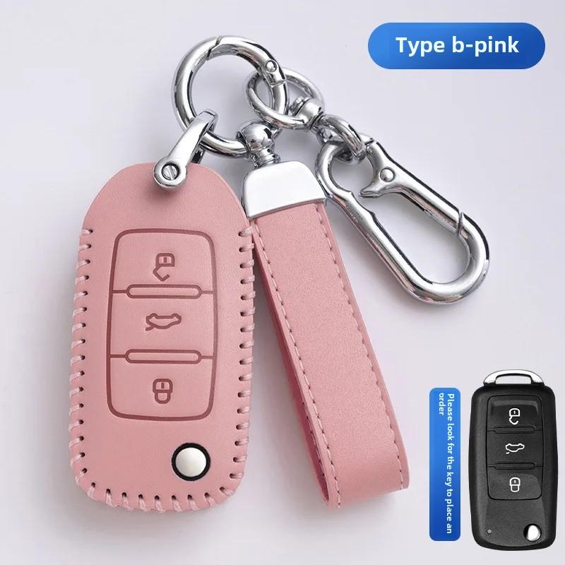 For VOLKSWAGEN VW Polo Golf 7/8 Genuine Leather Key Cover Fast Thrill Tour Guide Lingdu Exploration Vehicle Car Key Case High Qu