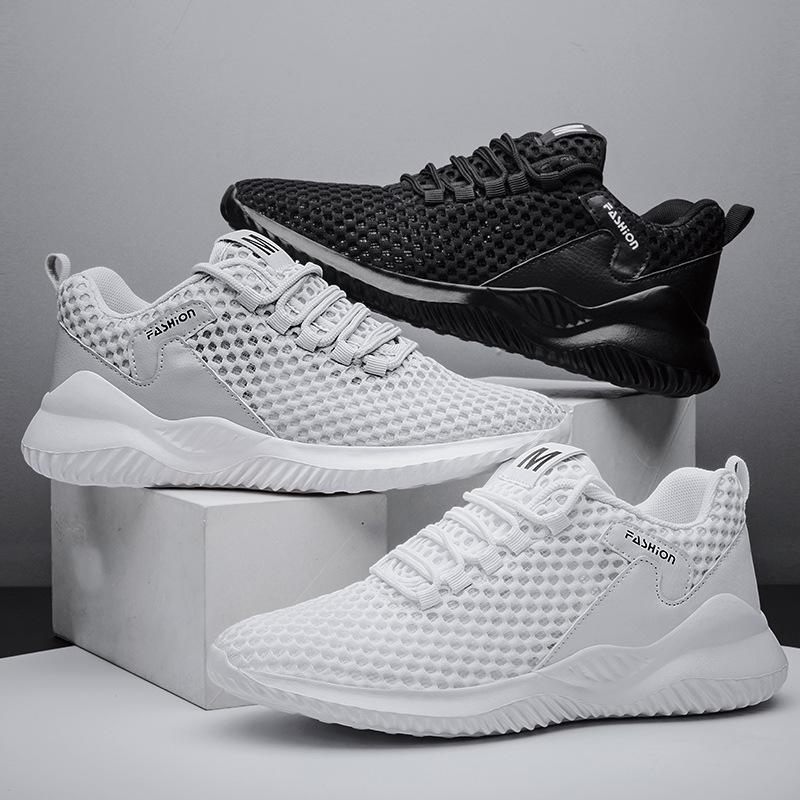 2024 весенне-летние новые мужские спортивные кроссовки большого размера с полой сеткой, дышащие, нескользящие, пригодные для носки кроссовки