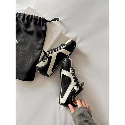 Красный контрастный цвет, вставки, увеличивающие внутреннюю высоту, женские новые ретро квадратный носок, повседневные спортивные туфли зебра