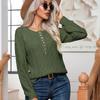 Autumn and Winter Women's Sweater Casual Button Stranded Long Sleeve Twist Knit Pullover Sweater