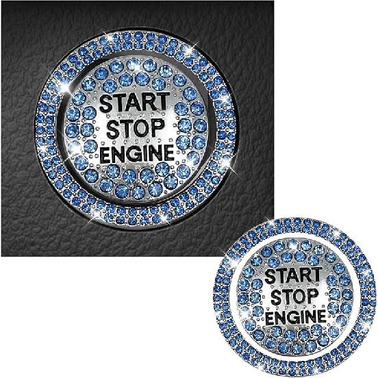 Шикарная наклейка на кнопку запуска автомобиля, сверкающие стразы, полностью защищающая декоративная крышка кнопки, ключ зажигания с защитой от царапин; Кольцо с ручкой,